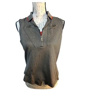 Jamie Sadock Black and White Striped Sleeveless Top